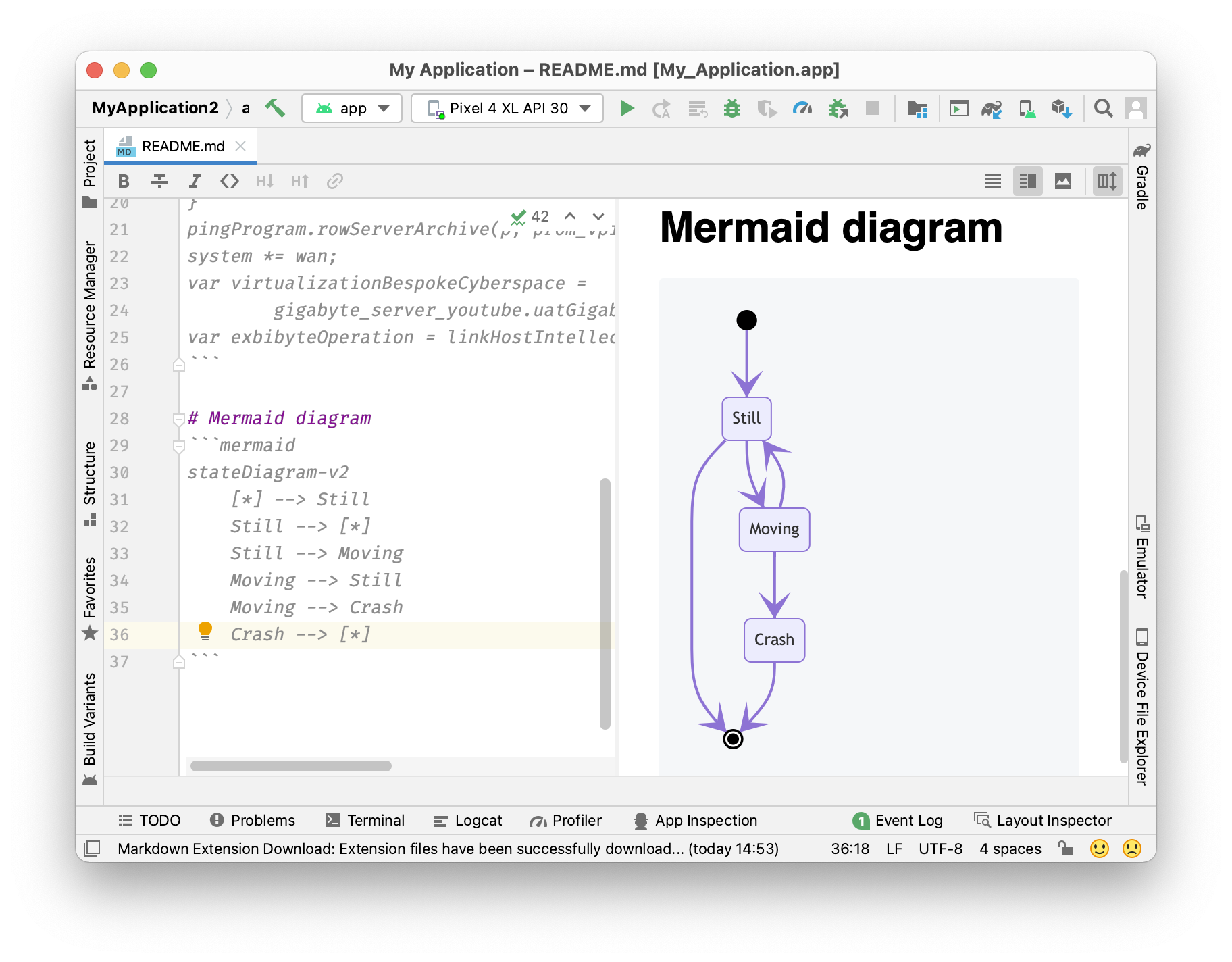 Markdown Editor with Mermaid preview